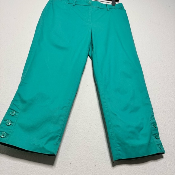 Talbots perfect skimmer slim legs cropped pants size 6 teal blue - Picture 5 of 10